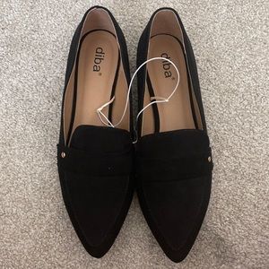 Diba black suede loafer flats